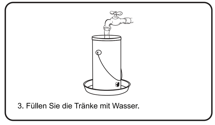 Wasser in Hühnertränke füllen