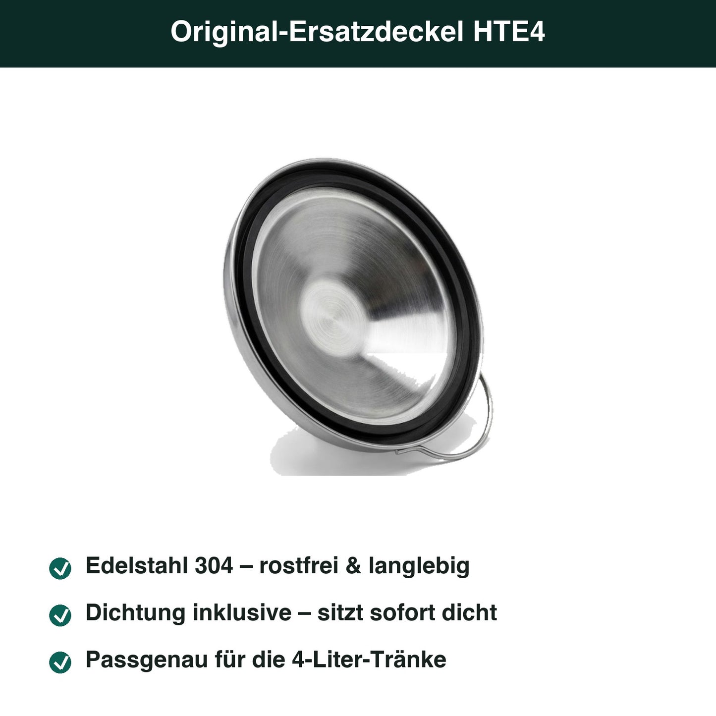 Original-Ersatzdeckel HTE4 – Edelstahl 304, Dichtung inklusive, passgenau
