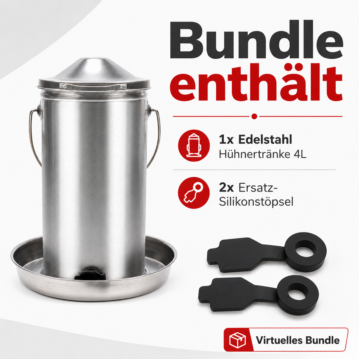 Set-Vorteile: automatische Wasserdosierung, rostfreier Edelstahl, Ersatzstöpsel inklusive