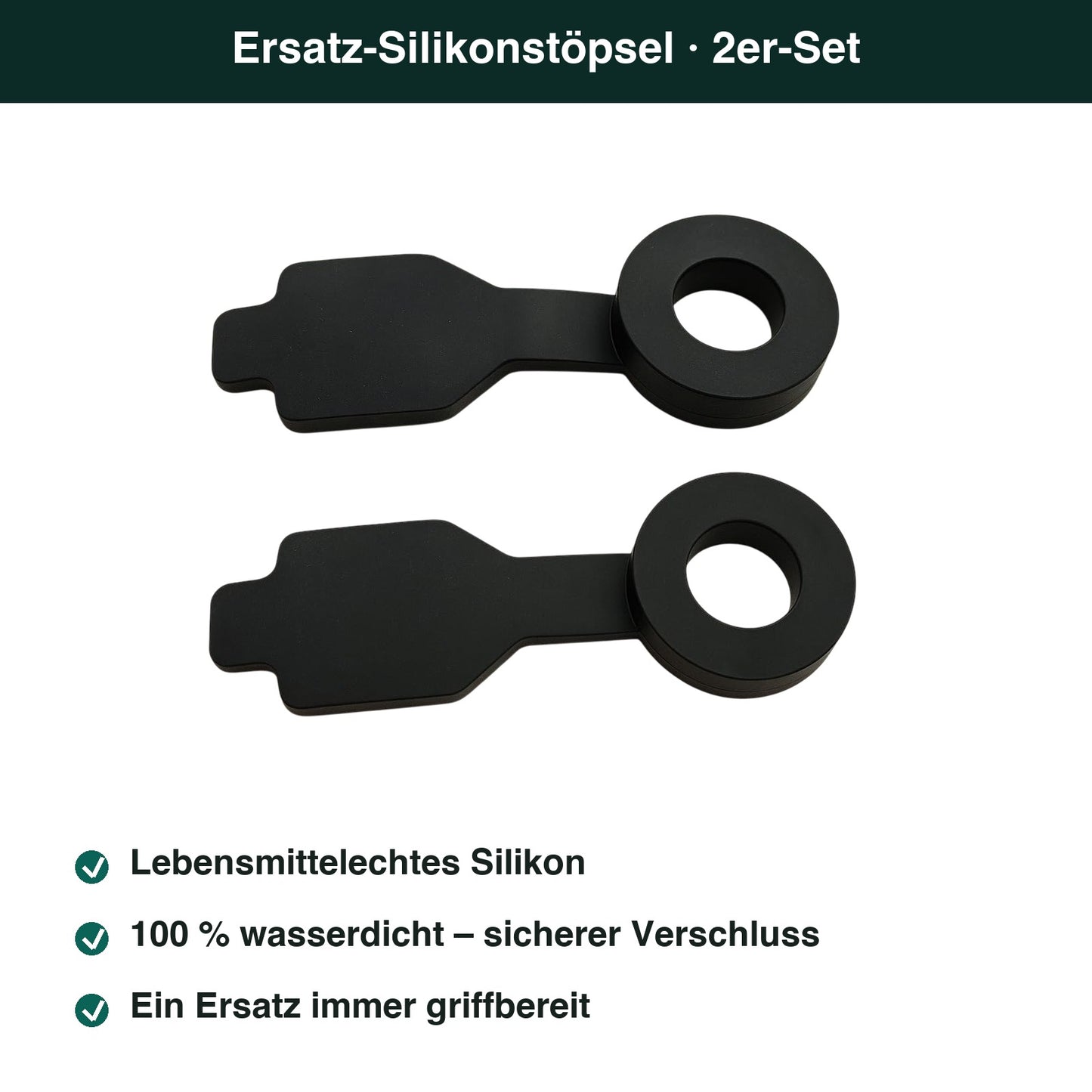 Ersatz-Silikonstöpsel 2er-Set – lebensmittelecht, wasserdicht