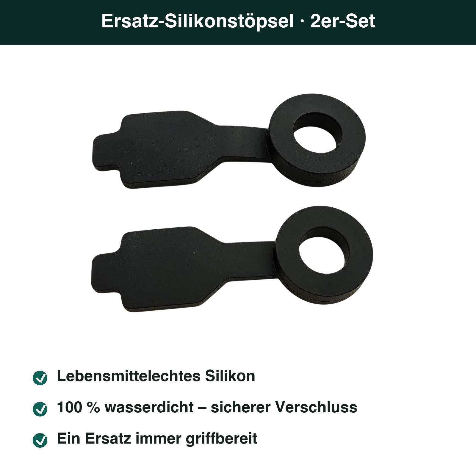 Ersatz-Silikonstöpsel 2er-Set – lebensmittelecht, wasserdicht